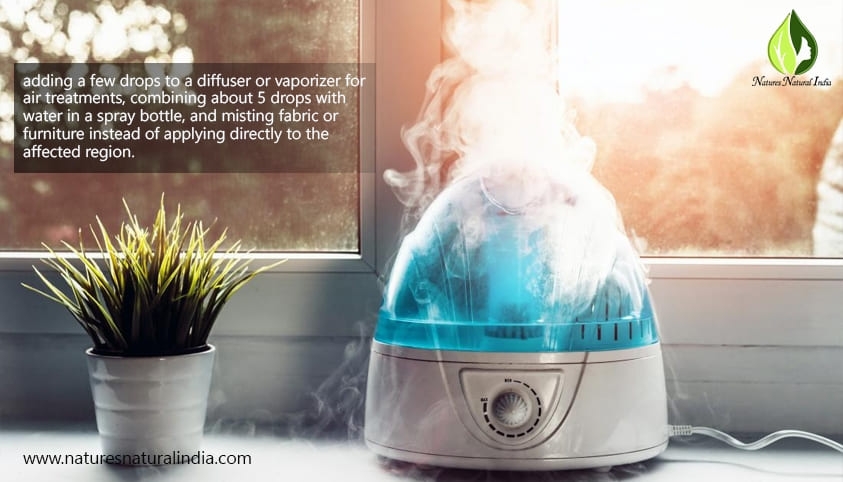 adding a few drops to a diffuser or vaporizer for air treatments